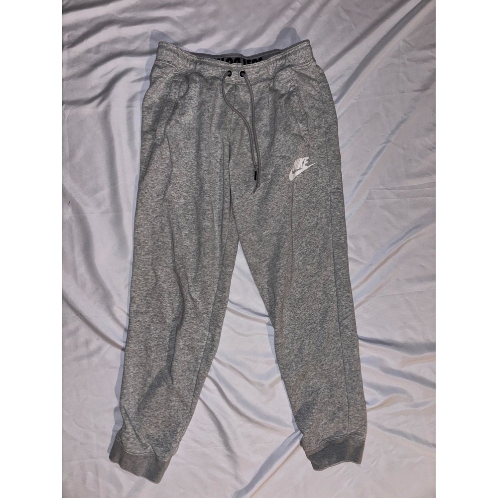 Nike Just Do It Jogger Pants Men Medium Heather Gray Logo Tapered Leg Drawstring
